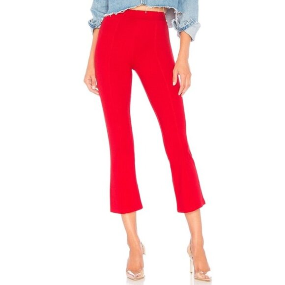 Revolve Lovers and Friends Lee Crop Pants Flare Wide Leg High Waist Red Small - Picture 1 of 13